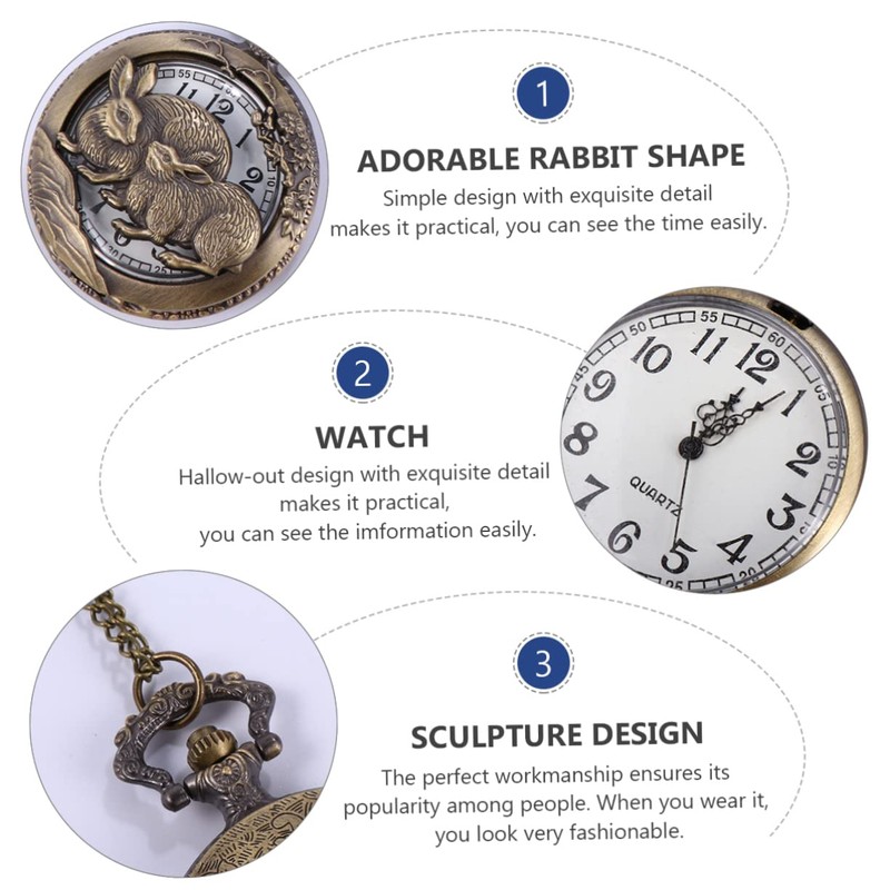 Gatuida Vintage Pocket Watch Mens Creative Pocket Watch Hollow Animal