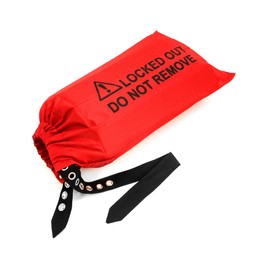 QWORK Electrical Plug Lockout Lock Bag, Safety Plug Lockout Tagout Bag for Oversized Electrical Plug and Hoist Control, 10 x 17 in, Red, 4 Pack