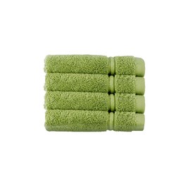 Christy Antalya Face Cloths | Set of 4 | 100% Turkish Cotton | 600GSM | Soft Plush Luxury Flannels | 4 Wash Cloths | Quick Dry | Fern Green