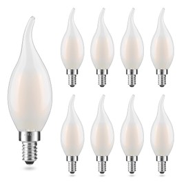 AIELIT Frosted E12 Candelabra LED Bulb, Dimmable, 2 Watt(25W Equivalent), Soft Warm 2700K, CA10 Flame Tip LED Candle Light Bulbs for Pendant Chandelier Hanging Lamp Wall Scones, 8-Pack