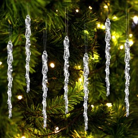 Kiiwah Pack of 20 Acrylic Icicle Christmas Tree, Acrylic Pendants Christmas Clear Christmas Tree Decorations, Crystal Tree Decorations for Indoor Outdoor Party Decoration