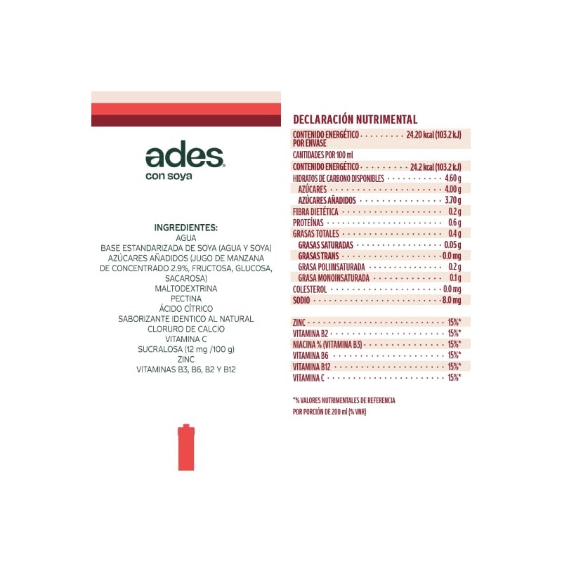 Ades Jugo de Soya Manzana 946 mL