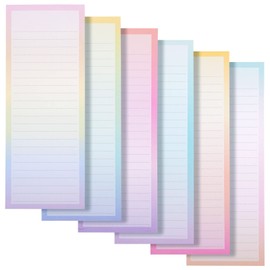 Pipilo Press 6 Pack Magnetic Notepads for Refrigerator, Grocery, To Do Lists, Pastel Rainbow Gradient Design (60 Sheets, 3.5 x 9 In)