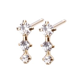 LOKUMI cu-62 Women's Petite Bijou Triple Earrings, Hypoallergenic, Made in Japan, Simple, Small, Small, Small, Studs, Popular, Office, Gift, Nickel-Free, Brass, No Gemstone