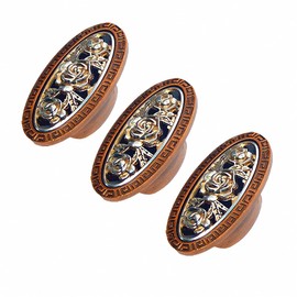 Oval Vintage Rose Copper Knob Cabinet Handle Kitchen Bathroom Drawer Pulls Cupboard Door Pull - 3 Pack