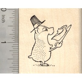 RubberHedgehog Thanksgiving Hamster Rubber Stamp, with Pie G23103 WM