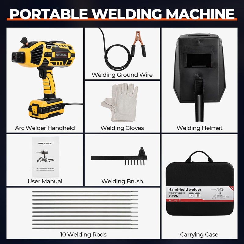 Portable Welding Machine, 110V IGBT Inverter Handheld Welding Machine with