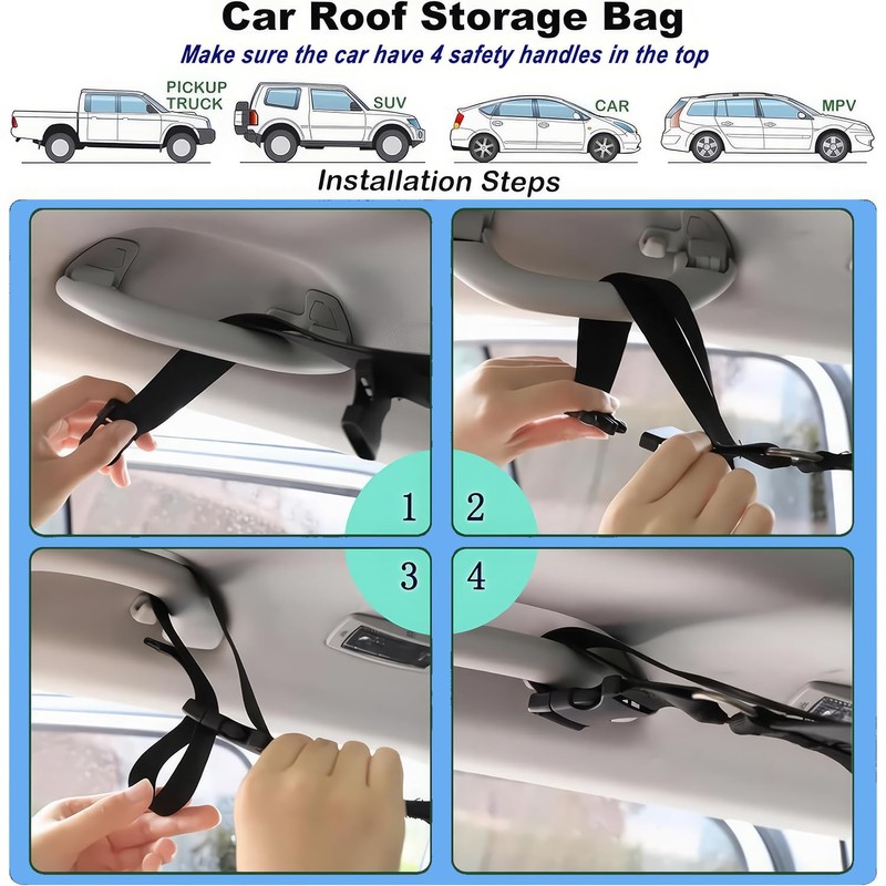 1 Piece Car Roof Zip Cargo Net, Car Double Layer