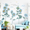 Fujitoya Blue Flower Sunflower Grass Wall Decal Wall Decor M0415