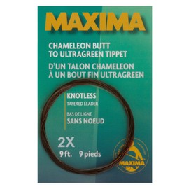Maxima Fishing Line 9-Feet Knotless Tapered Leaders, Brown and Green, 2X