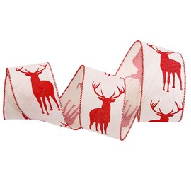 NOLITOY 1 Roll Elk Fine Linen Ribbon Xmas Ribbon Wrapping Ribbon Satin Ribbon Xmas Ribbons Xmas Craft Hessian Jute Ribbon Christmas Bow Ribbon Christmas Deer Wired Steel Wire