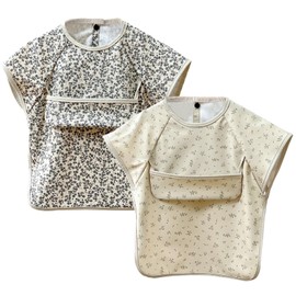 GoUseGo Meal Apron, Baby Short Sleeve Baby Food Apron, Set of 2, Waterproof, For Babies, Eating Apron, For Girls, Boys, Toddlers, 1 Years, 2 Years, 3 Years, 4 Years, 5 Years, 6 Years, Smocked, Kids,