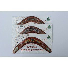 Australian Made Set of 3 Carded 12"(29cm) Painted Timber Throwing Boomerangs