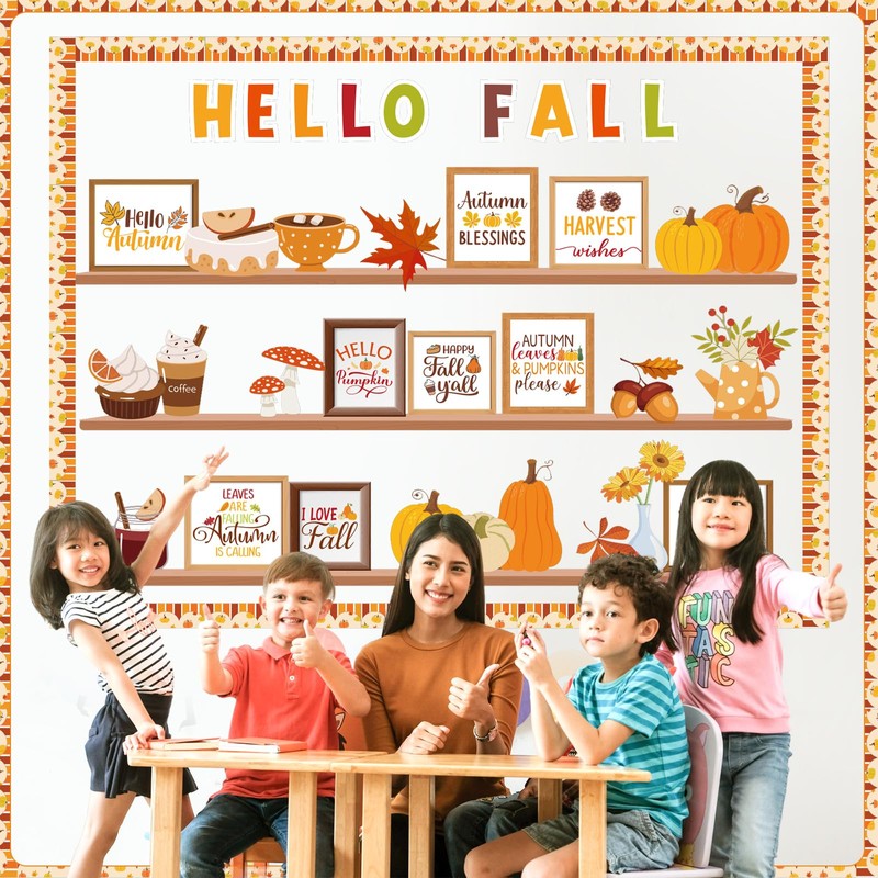 Honoson Fall Bulletin Board Decorations Set Fall Bookshelf Bulletin Board