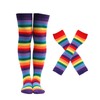 Nujvnuj Rainbow Striped Stockings Glove Set - Women Girls Carnival