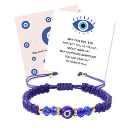 AULSIEY Evil Eye Bracelets Mexican Bracelets, Evil Eye Jewelry Protection Bracelet, Pink Jewelry Hot Pink Anxiety Bracelet for Women,Red String Bracelet Good Luck Bracelet- Navy Blue