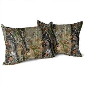 Healbrighting Set of 2 Throw Pillow Covers Pillow Case Queen Size 20x30 inch Camouflage Camo Tree Hunter Dry Branches Leaves Decorative Pillowcase for Sofa Bedroom Bed Home Décor Cushion Cover