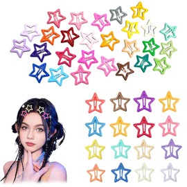 ISHR Hair Clips, Set of 50, Star-Shaped, Bangs, Colorful, Hair Accessories, Mini, Cute, Fashionable, Pentagram, Bangs Clip, Hair Clip, School Entrance Ceremonies, Coming-of-Age Ceremonies, Dresses