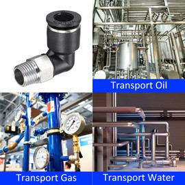 M METERXITY 2 Pack 90 Degree Angle Press Connection Air Hose Fittings for Transport Air Application Industrial (10 mm Pipe AD 1/4 NPT Thread Black Silver Tone)