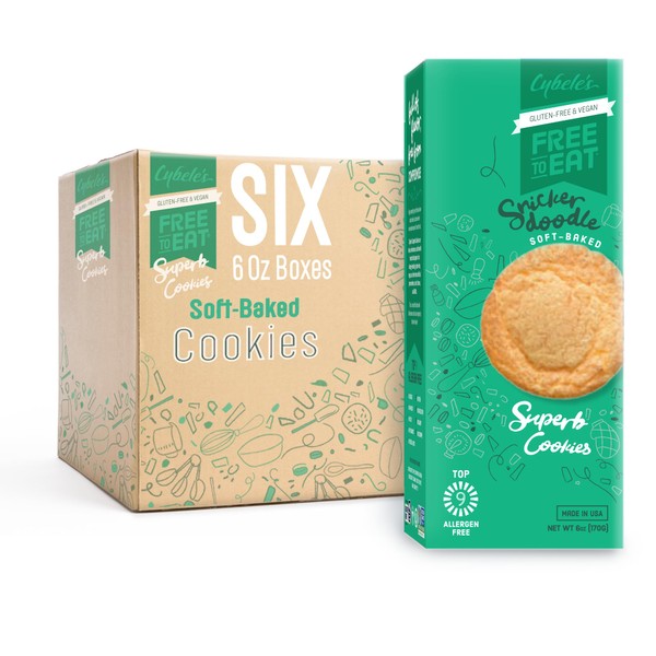Cybele's Free to Eat Gluten-Free, Vegan, Healthy Allergen-Free Soft Baked Cookies, Snickerdoodle (Pack of 6)