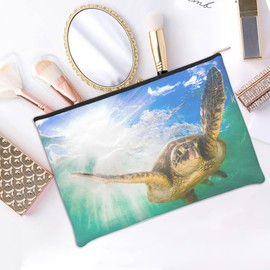 iapodiad Small Makeup Pouch for Women,Sea Turtle Makeup Bag Travel Water Resistant Cosmetic Bags Purse Accessories Organizer Gift