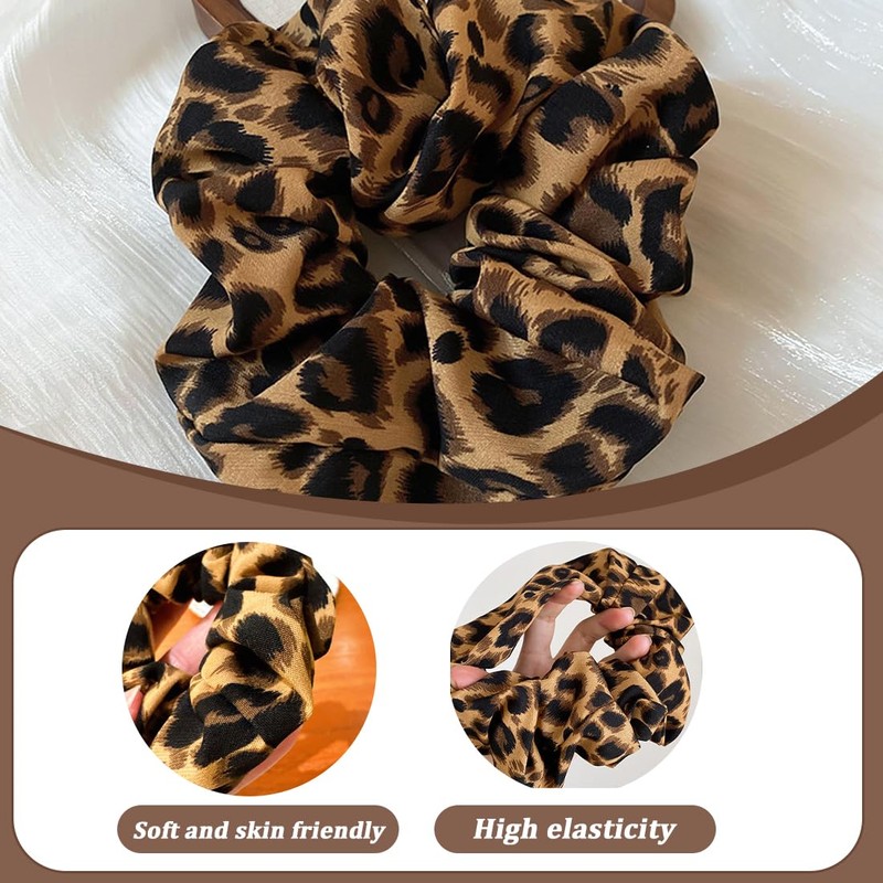 Leopard Print Headband 2 Pieces Silk Hair Bobbles Large Hair