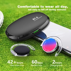 Clip on Headphones Bluetooth V5.3, Open Ear Earphones Wireless with Earhooks, Ear Clip On-Ear Headphones, Sports Headset Bluetooth with 4 Microphones, Noise Cancelling/Long Battery Life