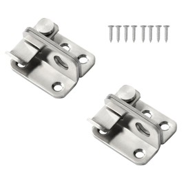 Flip Latch Gate Latch, 2 Pcs 45x40mm Silver Stainless Steel Slide Bolt Latch Safety Door Lock Catch Left Open Design for Barn Shed Garden Bathroom Garage Window Sliding Doors