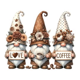 Gnome Diamond Painting Kits for Adults, Coffee Diamond Art Kits for Adults Beginners, 5D DIY Gnome Round Full Drill Painting with Gem Art Craft Kit for Home Wall Decor 12x16 Inch