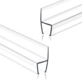 Frameless Shower Door Seal Strip 2 Pack x 78 Inch H For 3/8" Thick Glass Shower Door Side Seal Strip Bottom Seal Door Sweep Ultra Clear Polycarbonate, Stop Shower Leaks Create A Water Barrier
