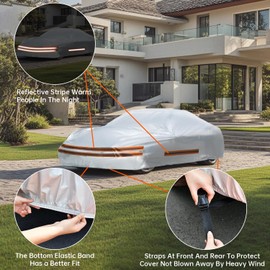 Relanson 10-Layer Thicken Car Cover Waterproof All Weather Full Exterior Covers for Outdoor Snow Sun Uv Protection with Zipper Car Covers for Pickup SUV Sedan- C6(See Size Chart)