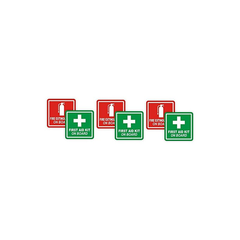 Set of 3 Pairs (6 Stickers) 3" Fire Extinguisher/First Aid
