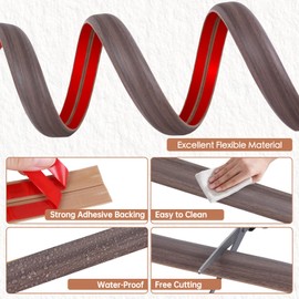 Floor Cord Cover for Wires on Floor Self Adhesive Cord Hider Floor Cable Management Wire Covers for Cords Protector Prevent Cable Trips Cord Cavity W 0.32" x H 0.32", Grayish Brown Wood, 10Ft