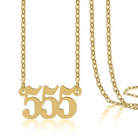 MYDIY Angel Number Necklace 18K Gold Plated Dainty 111 222 333 444 555 666 777 888 999 Pendants Choker Necklace For Women Old English Numerology Minimalist Jewelry (888 Number Necklace)
