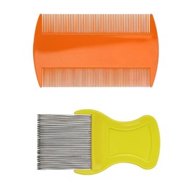 Random Color 2 Pcs Hair Comb Including 1 Pieces Hair Comb Double Sided and 1 Pieces Removing Dandruff Flakes with Metal Teeth (Medium, Count, 2)