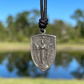 Gold Virgin Mary Jesus Crucifix Necklace - Women Miracles Medal, Men Silver Medallion, Religious Jewelry, Christmas Gifts, Medalla Milagrosa, Pasion de Cristo, Believe (Silver)