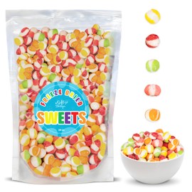 Freeze Dried Candy Gourmet Crunch Candies 24oz Bag Pouch Assorted Cherry Strawberry Lemon Lime Orange Original Rainbow Fruity Flavor Ideal Gift Snack