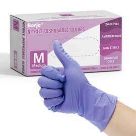 Borje Nitrile Exam Gloves, Disposable Medical Gloves, Latex-Free, Powder-Free, Food Safe, Medium, Box of 100