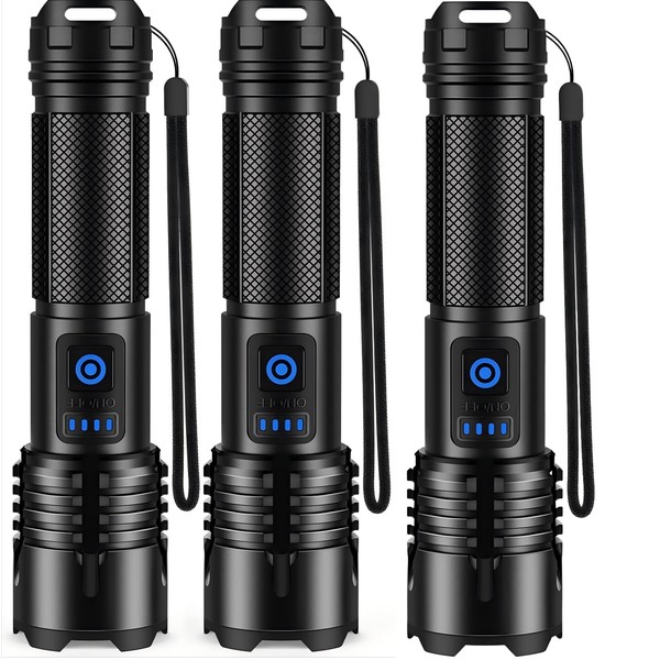 ECLINCO Rechargeable Flashlights High Lumens, 3 Pack Super Bright Led