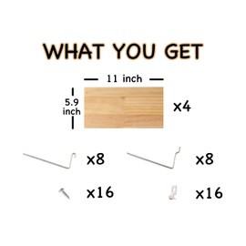 Shelves for PegBoard, Pine Wooden Pegboard Shelf Wall Organizer, Wooden Board for Walls Home, Garage Tool Storage, Office Organization, Kitchen, Craft Room,4 Pack