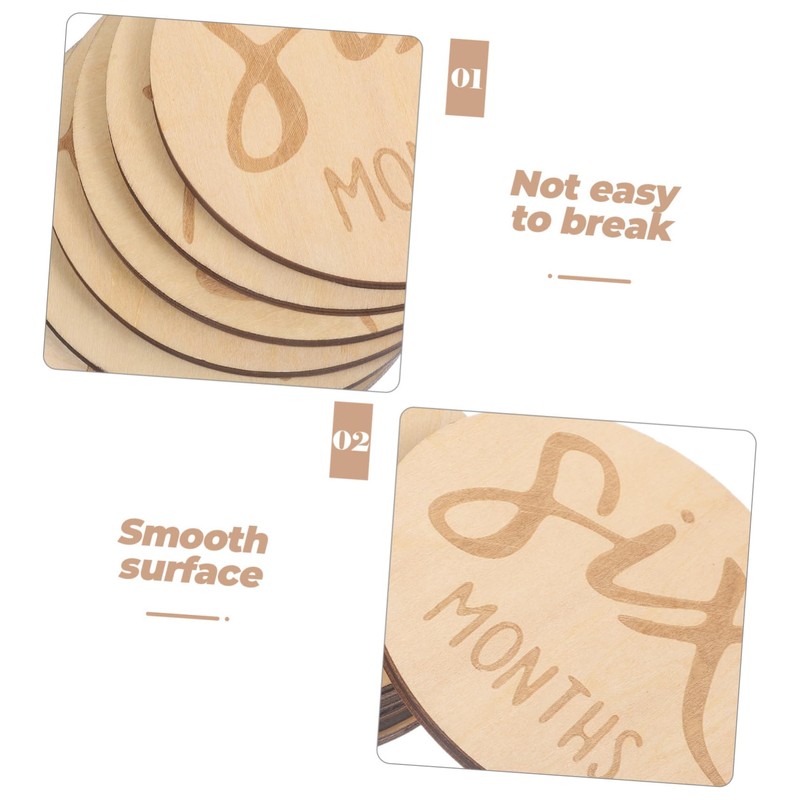 Kisangel 6 pcs Wooden Monthly Milestone Markers Double Sided Growth
