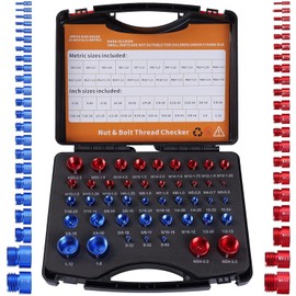 Nut and Bolt Thread Checker Gauge Bolt Size and Thread Gauge - 44 PCS Nut and Bolt Checkers, 23 Inch & 21 Metric Sizes Individually Assembled Thread Gauge(44pcs Alloy