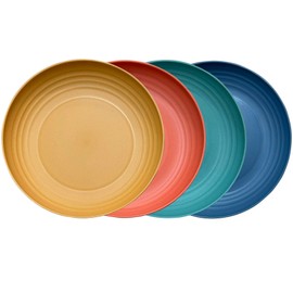 LuckyZone 8.8 Inches Unbreakable Wheat Straw Plates - Reusable Plate Dinner Set - Dishwasher & Microwave Safe - Healthy, BPA Free & Eco-Friendly (8.8 Inches/4 Color_H)