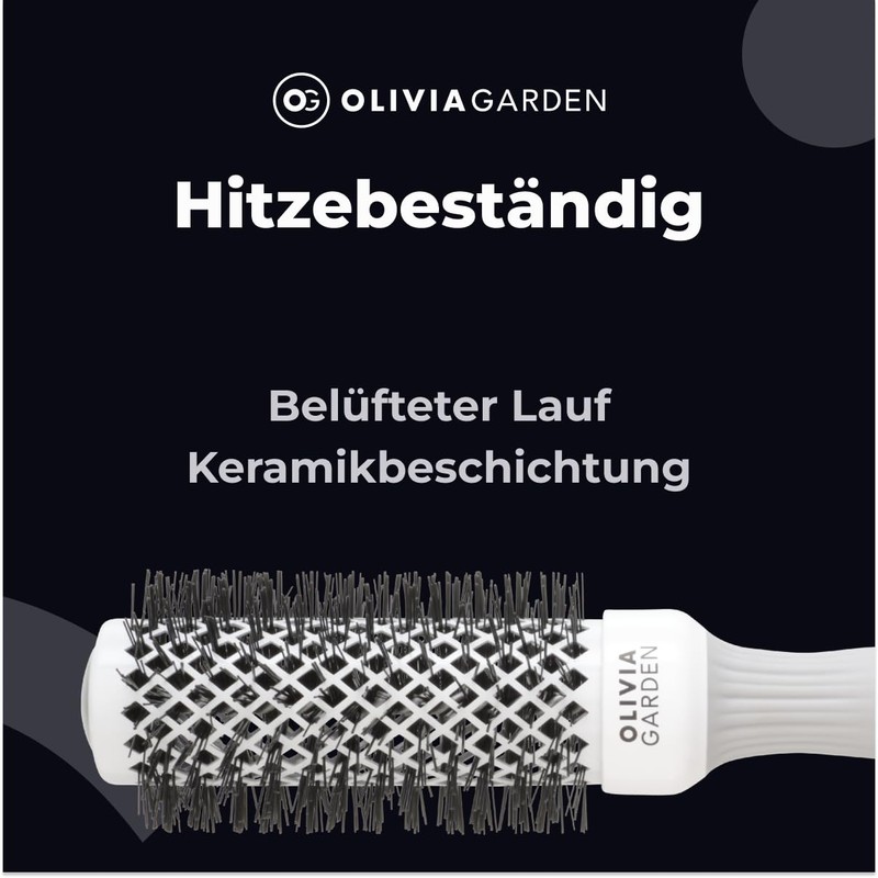 Olivia Garden - Expert Blowout Shine Hairbrush, White and Grey,