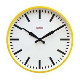 Cloudnola Station Metal Wall Clock, Yellow and Black, 18 inch Diameter, Silent Non Ticking, Battery Operated Quartz Movement