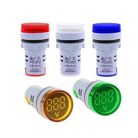 ONECM 1Pcs DIY Digital Voltmeter 22mm Round AC 60-500V Volt Voltage Tester Meter Monitor Power LED Indicator Lamp Light Display (Color : Red)