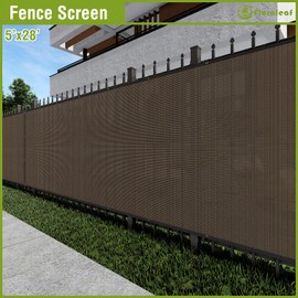 FLORALEAF 5' x 28' Brown Fence Privacy ScreenCommercial Outdoor Backyard Shade Mesh Fabric 90% Blockage Net Cover for Wall Garden Yard Backyard (Customized Available) with Zipties