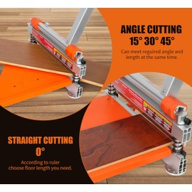 13" Pro.Floor Cutter-No Dust,No Noise,No Electricity. Multi-Angle Cuts for Laminate,Vinyl,Wood & More,Pro. ALU Long Leverage Handle,Longlife HSS Blade,Safe & Easy to Use! Orange & Wheeled
