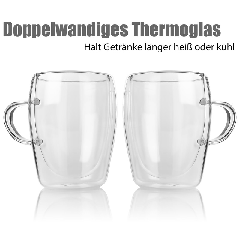 BigDean Pack of 2 Double Walled Latte Macchiato Glasses with