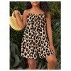 SweatyRocks Girl's Leopard Print Wide Leg Romper Spaghetti Strap Loose